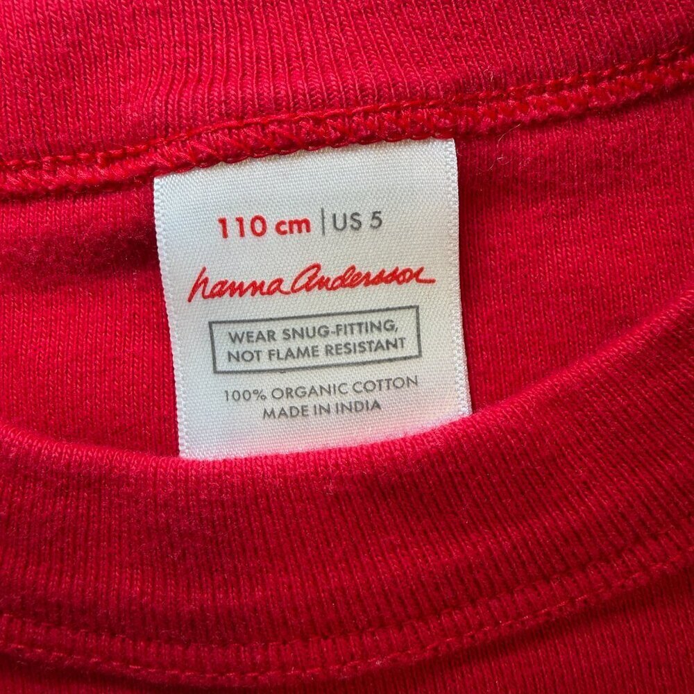 HANNA ANDERSSON Cotton 2 Pc Pajama PJ Set Red Kids Sz 5 (110) - Picture 5 of 10